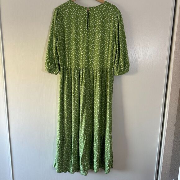 Nobody's Child Maternity Green Ditsy Floral Print Rachel Midi Dress‎ Sz 12 Large - Picture 8 of 9